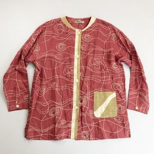 CANVASBACKS Linen Blend Modern Jacket XL Art-To-Wear Swirl Vintage USA Made